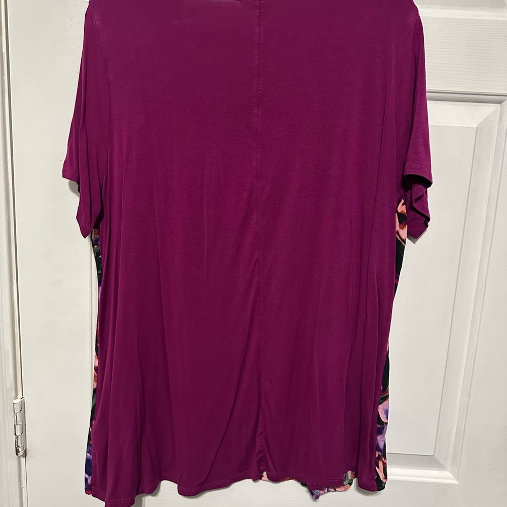 Terra and Sky 1x pink floral top flowy short sleeves - Picture 3 of 3